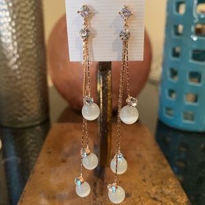 Korean Style Clear Quartz Dangle Earrings
